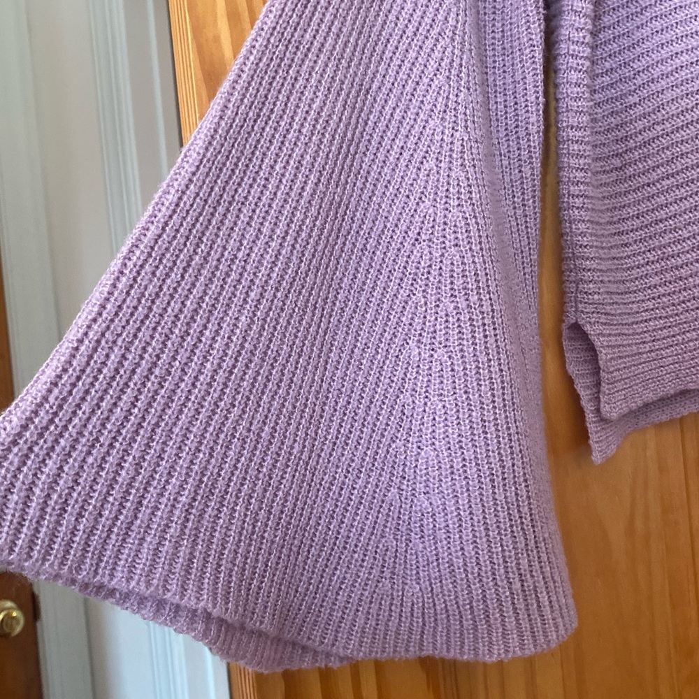 BP Nordstrom Lavender Bell Sleeve Crop Sweater Women's Medium Boho Knit - Picture 4 of 10
